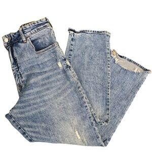 PILCRO Anthropologie Womens Sz 30 Jeans Distressed Crop Straight Leg Medium Wash